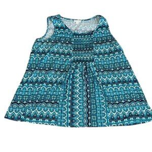 Westport 1962 Womens Sleeveless Top Size 1X Blue & White Geometric Print